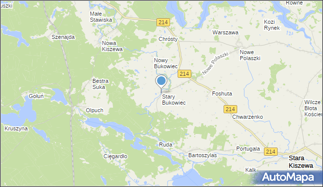 mapa Stary Bukowiec, Stary Bukowiec gmina Stara Kiszewa na mapie Targeo